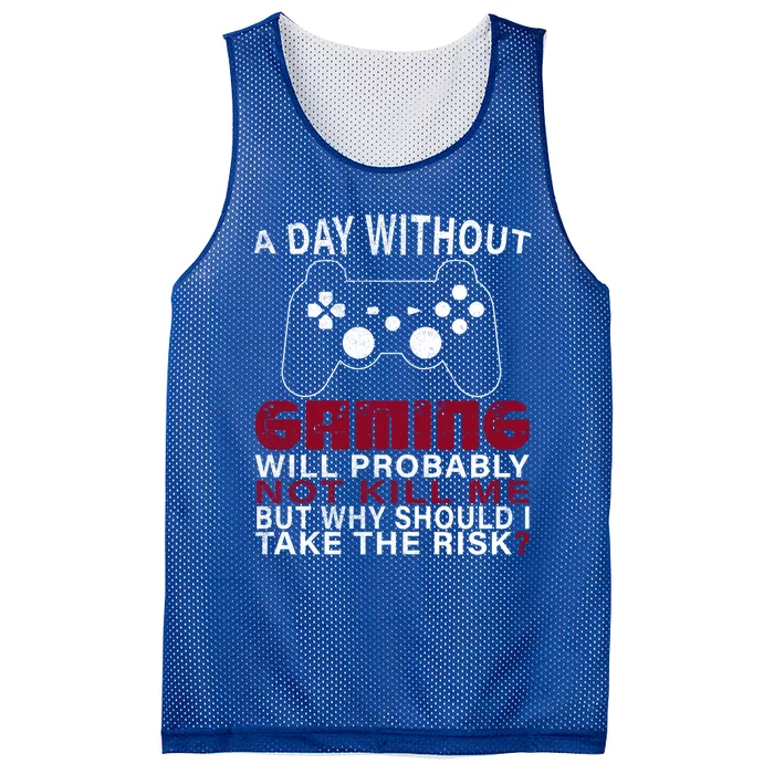 Funny Gaming Gift With Saying A Day Without Gaming Gamer Gift Mesh Reversible Basketball Jersey Tank