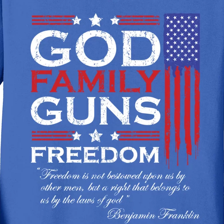 Family God Guns And Freedom Christian Maga 2020 Trump Gift Kids Long Sleeve Shirt