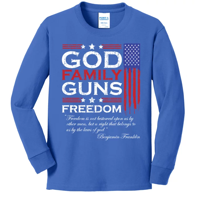 Family God Guns And Freedom Christian Maga 2020 Trump Gift Kids Long Sleeve Shirt