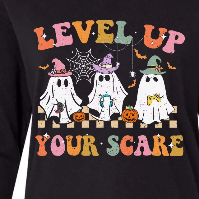 Funny Gamer Ghost For Video Game Lovers Halloween Gaming Womens Cotton Relaxed Long Sleeve T-Shirt