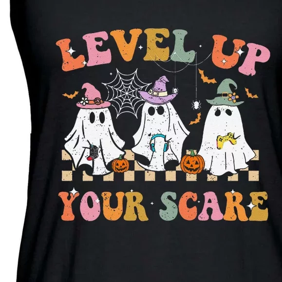 Funny Gamer Ghost For Video Game Lovers Halloween Gaming Ladies Essential Flowy Tank