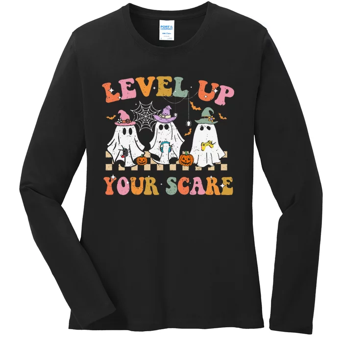 Funny Gamer Ghost For Video Game Lovers Halloween Gaming Ladies Long Sleeve Shirt