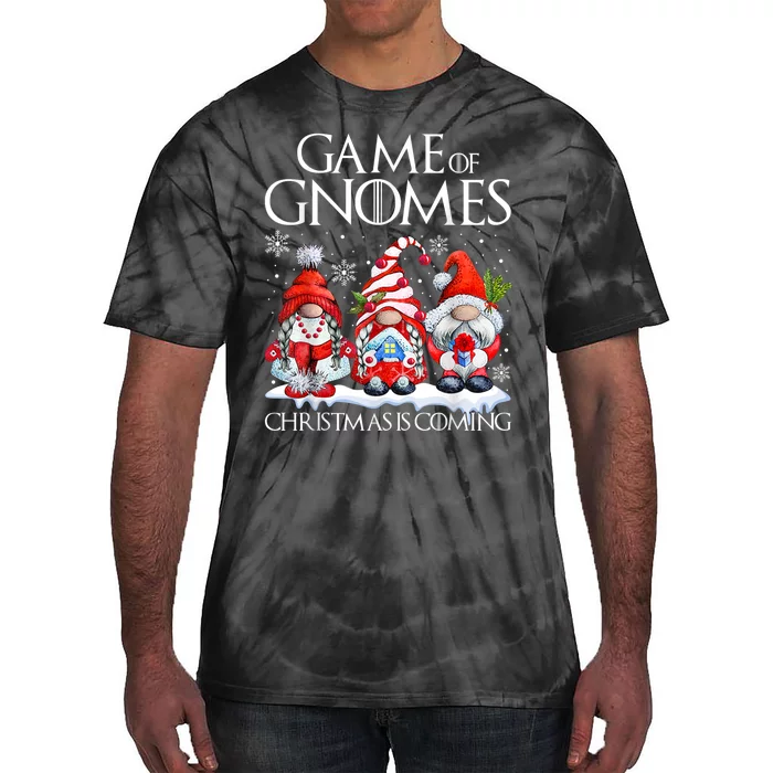 Funny Game Gnomes Christmas Is Coming Xmas Pajama Tie-Dye T-Shirt