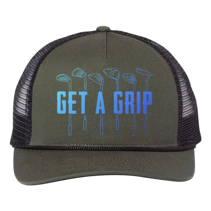 Funny Golfer Golfing Golf Get A Grip Golf Gift Retro Rope Trucker Hat Cap