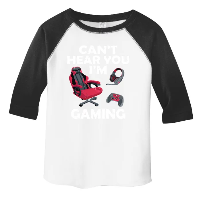 Funny Gamer Gift Headset Can't Hear You I'm Gaming Vintage Gift Toddler Fine Jersey T-Shirt