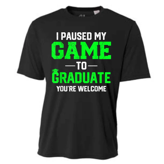 Funny Gamer Graduate Graduation I Paused My Game To Graduate Video Gamer Cooling Performance Crew T-Shirt