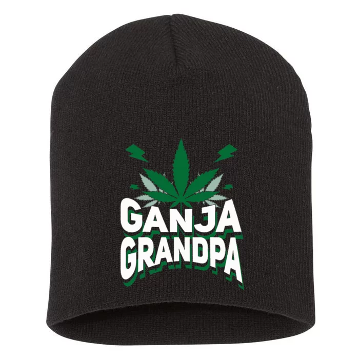 Funny Ganja Grandpa Weed Marijuana Short Acrylic Beanie