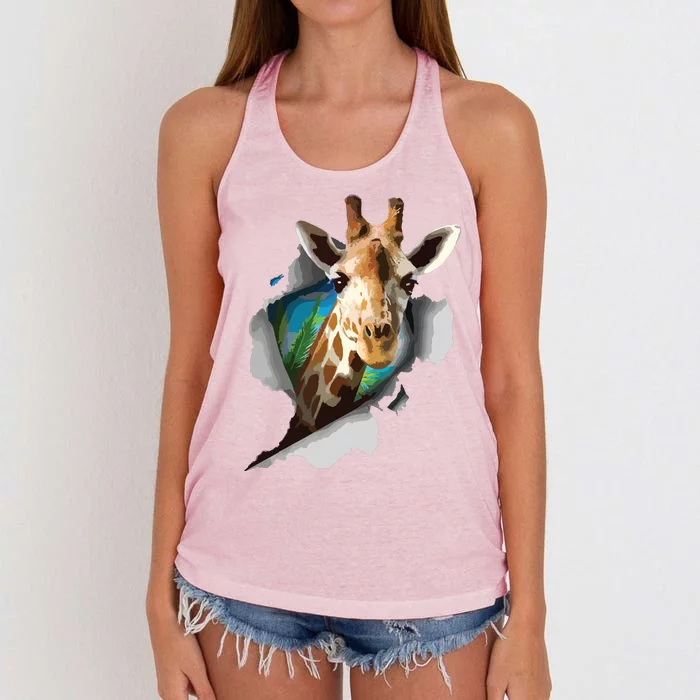 Funny Giraffe, Giraffe Lover Women's Knotted Racerback Tank