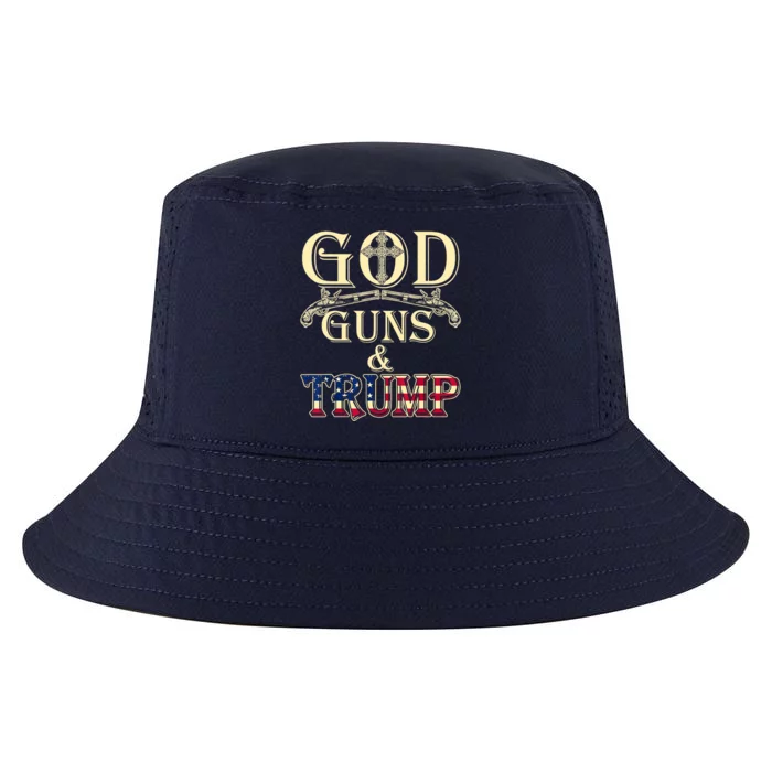 Funny God Guns And Trump 2nd Amendment Gift Cool Comfort Performance Bucket Hat