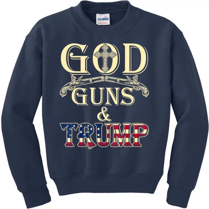 Funny God Guns And Trump 2nd Amendment Gift Kids Sweatshirt