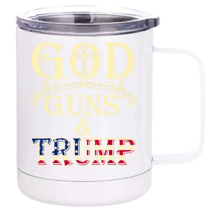 Funny God Guns And Trump 2nd Amendment Gift Front & Back 12oz Stainless Steel Tumbler Cup