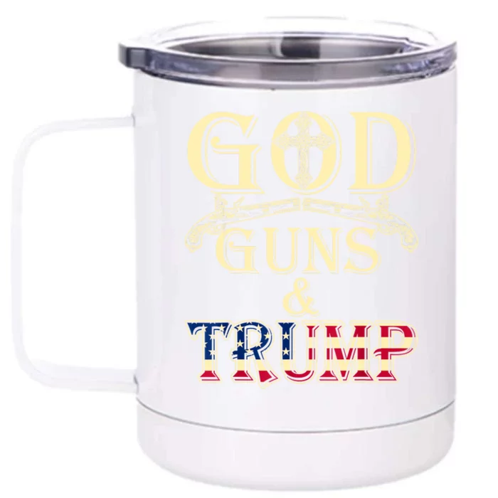 Funny God Guns And Trump 2nd Amendment Gift Front & Back 12oz Stainless Steel Tumbler Cup