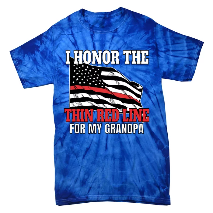 Firefighter Granddaughter Grandson Support Grandpa Funny Gift Tie-Dye T-Shirt