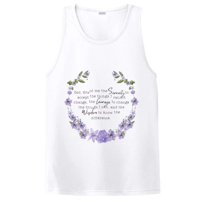 Floral God Grant Me The Serenity Prayer Spiritu Performance Tank