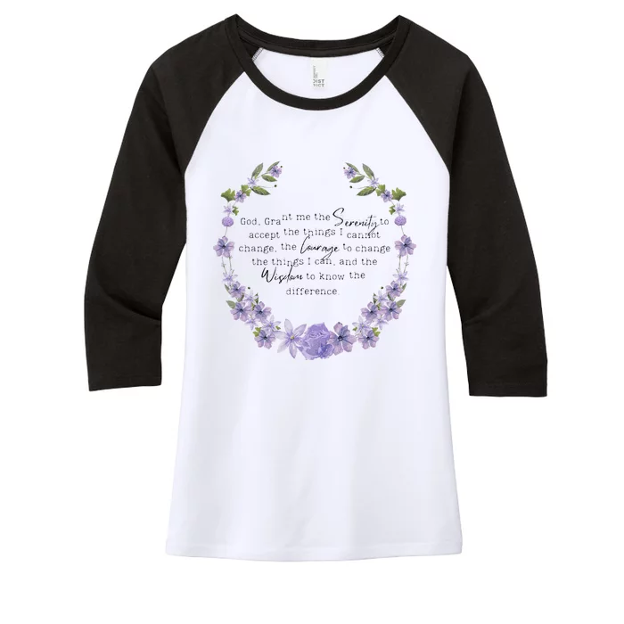 Floral God Grant Me The Serenity Prayer Spiritu Women's Tri-Blend 3/4-Sleeve Raglan Shirt