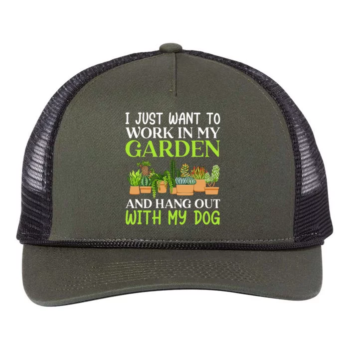 Funny Gardener Gardening Garden Enthusiast And Dog Lover Retro Rope Trucker Hat Cap