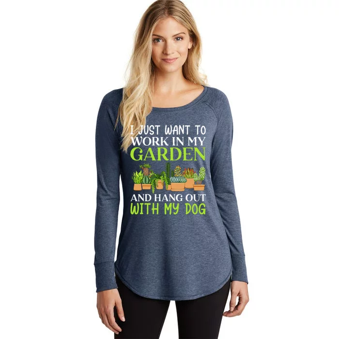 Funny Gardener Gardening Garden Enthusiast And Dog Lover Women's Perfect Tri Tunic Long Sleeve Shirt