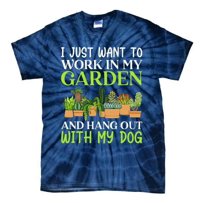 Funny Gardener Gardening Garden Enthusiast And Dog Lover Tie-Dye T-Shirt