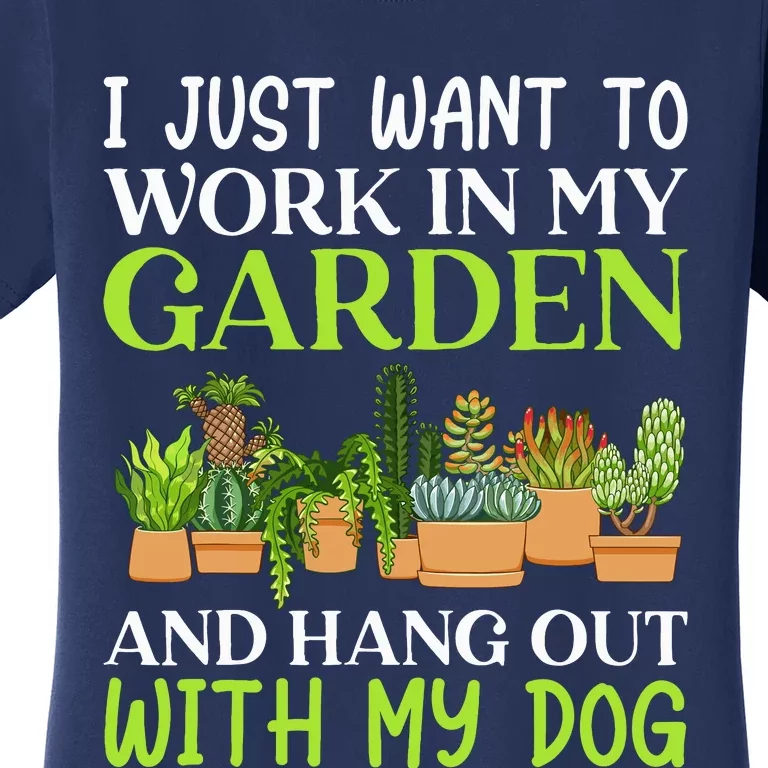 Funny Gardener Gardening Garden Enthusiast And Dog Lover Women's T-Shirt