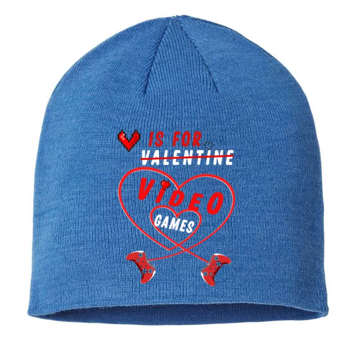 Funny Gamers Gift V Is For Video Games For Valentines Day Cute Gift 8 1/2in Sustainable Knit Beanie