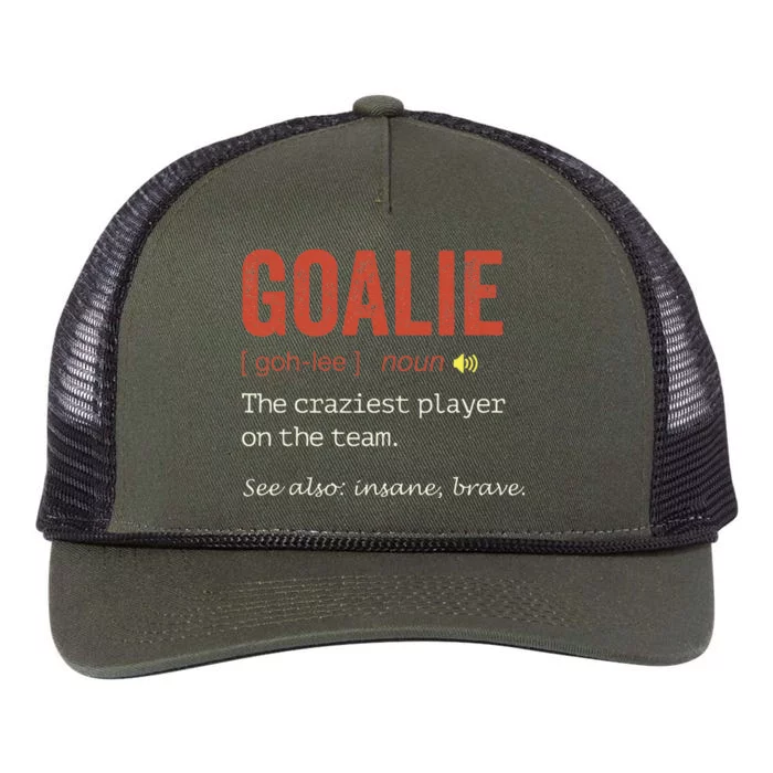 Funny Goalie Goalkeeper Definition Hockey Player Retro Rope Trucker Hat Cap