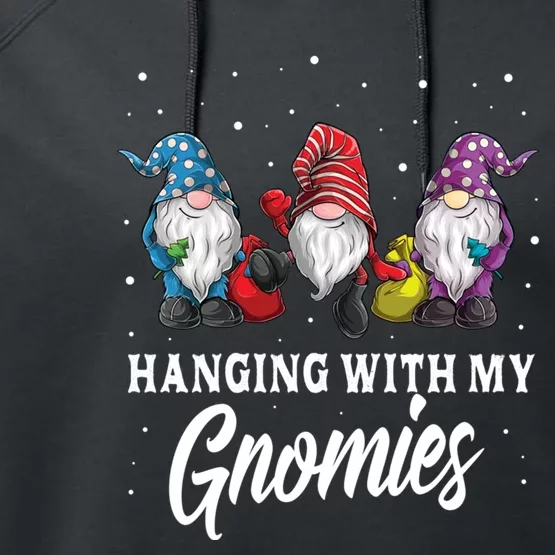 Funny Garden Gnome Christmas Gifts Hanging With My Gnomies Performance Fleece Hoodie