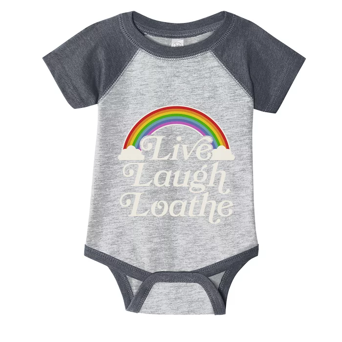 Funny Goth Gothic Parody Rainbow Live Laugh Loathe Infant Baby Jersey Bodysuit