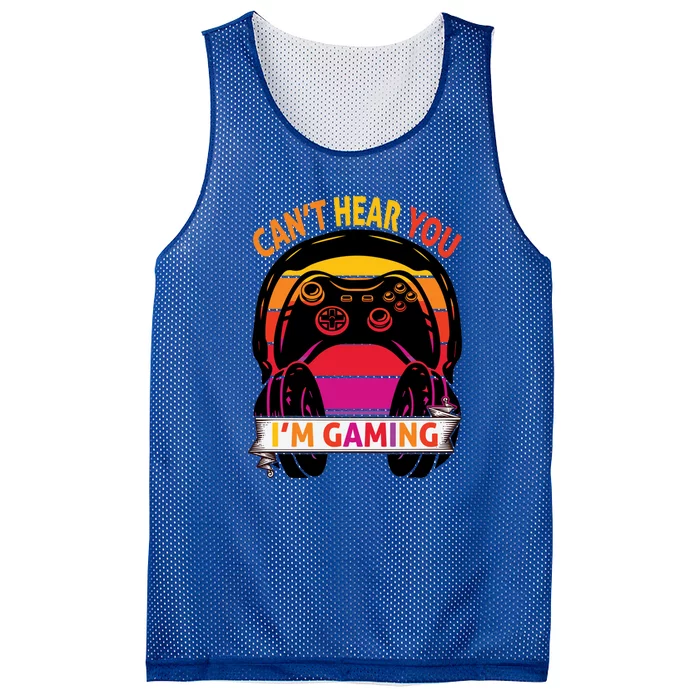 Funny Gamer Gift Headset Cant Hear You Im Gaming Gift Mesh Reversible Basketball Jersey Tank