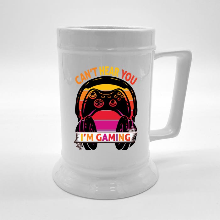 Funny Gamer Gift Headset Cant Hear You Im Gaming Gift Front & Back Beer Stein