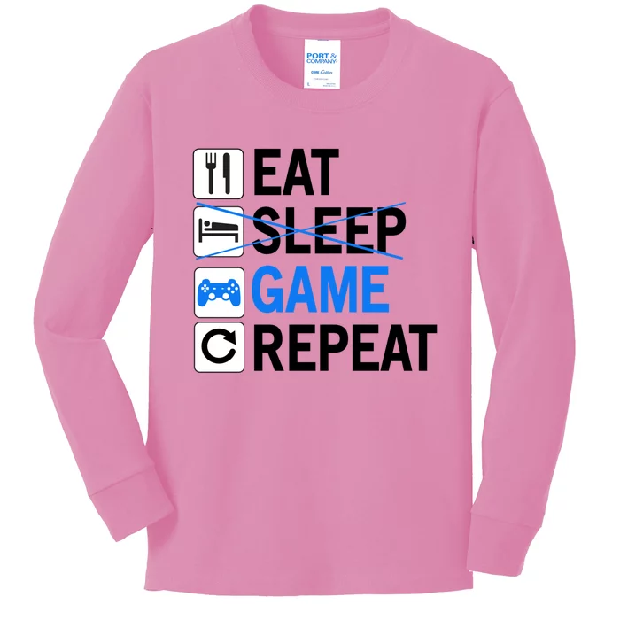 Funny Gaming Gift Eat Sleep Play Games Repeat Meaningful Gift Kids Long Sleeve Shirt