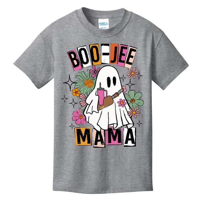 Floral Groovy Ghost Boojee Mama Fall Halloween Western Mama Kids T-Shirt