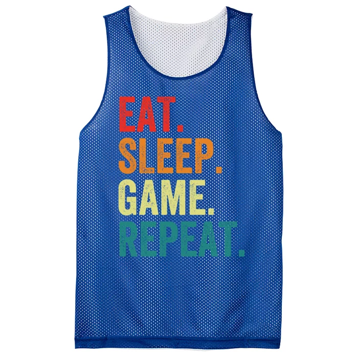 Funny Gaming Gift Eat Sleep Game Repeat Funny Gift Mesh Reversible Basketball Jersey Tank