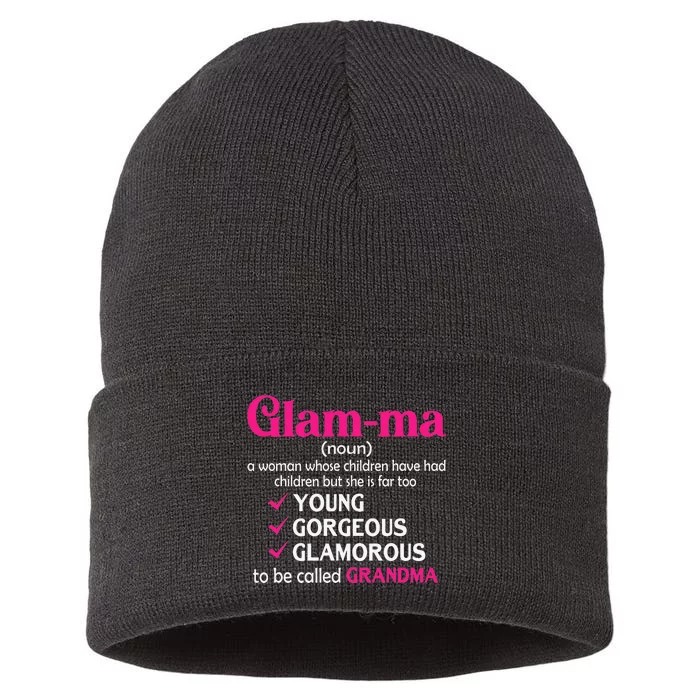 Funny Glamma Grandma Cute Mommy Mama Mother's Day Sustainable Knit Beanie