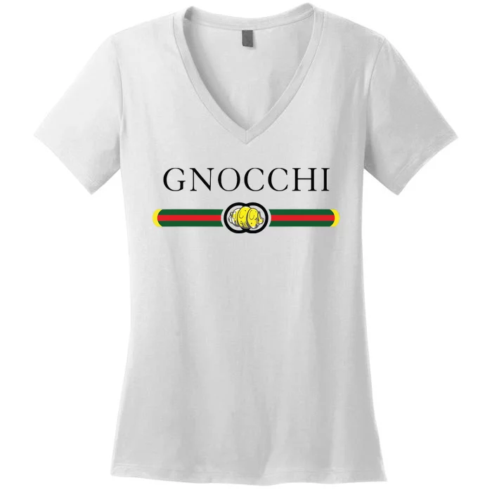 Funny Graphic Gnocchi Italian Pasta Novelty Food Gifts Women's V-Neck T-Shirt