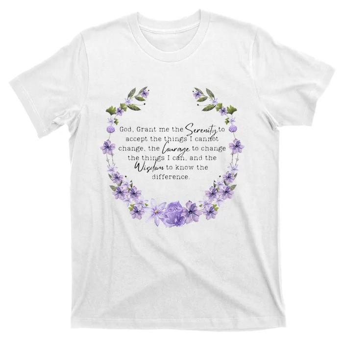 Floral God Grant Me The Serenity Prayer Spiritu T-Shirt