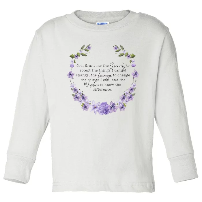 Floral God Grant Me The Serenity Prayer Spiritu Toddler Long Sleeve Shirt