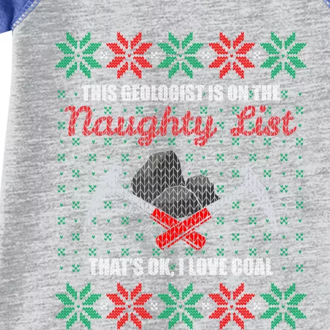 Funny Geologist Geology Ugly Christmas Sweater Naughty List Meaningful Gift Infant Baby Jersey Bodysuit