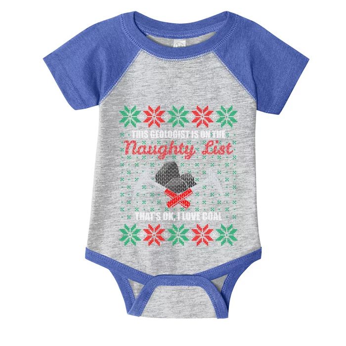 Funny Geologist Geology Ugly Christmas Sweater Naughty List Meaningful Gift Infant Baby Jersey Bodysuit