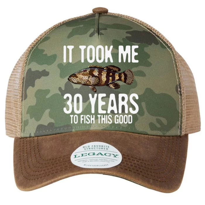 Funny Goliath Grouper Fishing 30th Birthday 30 Years To Fish Legacy Tie Dye Trucker Hat