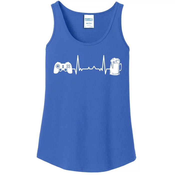 Funny Gamer Gift Heartbeat Ekg Gaming Nerd Video Games Gift Ladies Essential Tank