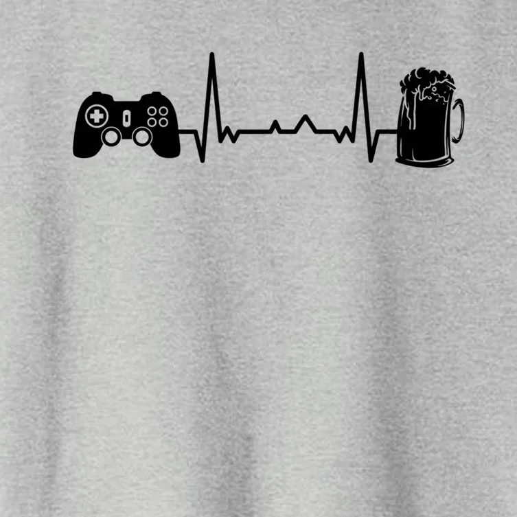 Funny Gamer Gift Heartbeat Ekg Gaming Nerd Video Games Gift Women's Crop Top Tee