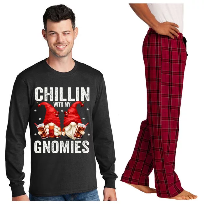 Funny Garden Gnomes For Cola Lovers Chillin With My Gnomies Cute Gift Long Sleeve Pajama Set