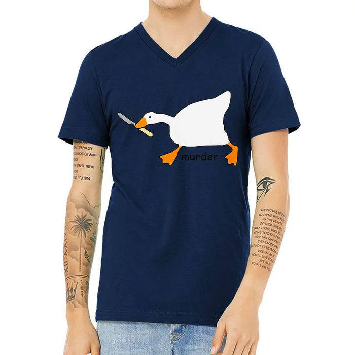 Funny Goose Game Murder Funny Meme V-Neck T-Shirt