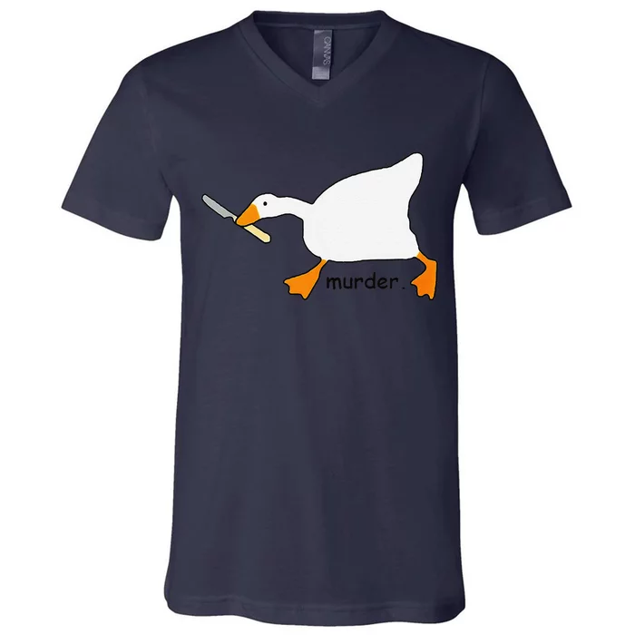 Funny Goose Game Murder Funny Meme V-Neck T-Shirt