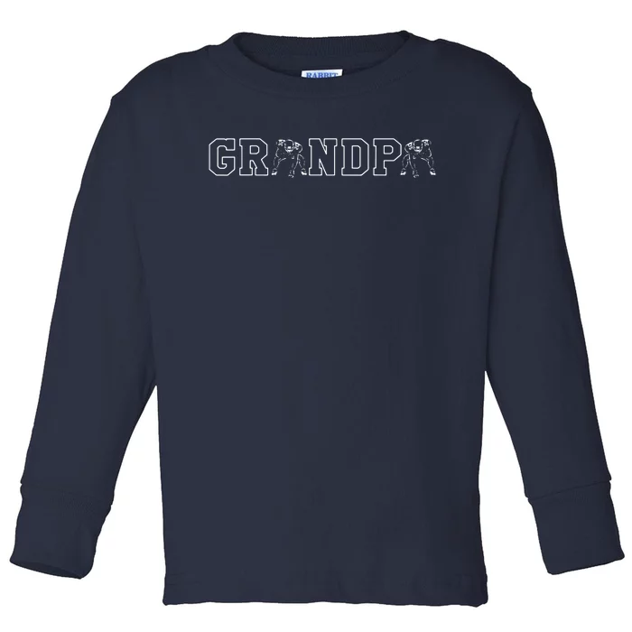 Football Grandpa Gramps Grandparents Day Tackle Coach Toddler Long Sleeve Shirt