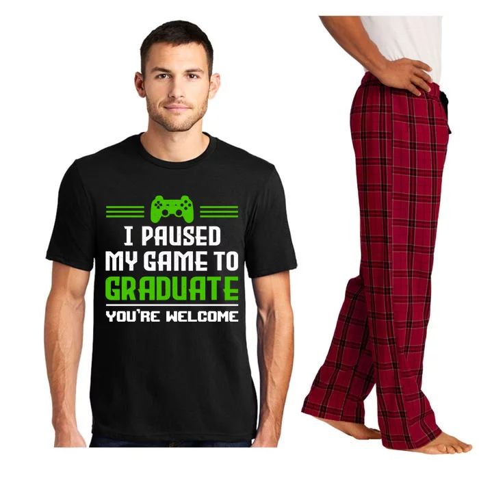 Funny Gamer Graduate Graduation I Paused My Game To Graduate Video Gamer Pajama Set