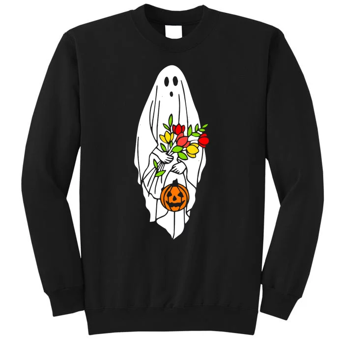 Floral Ghost Halloween Graphic Tall Sweatshirt