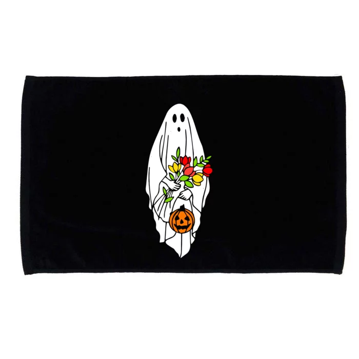 Floral Ghost Halloween Graphic Microfiber Hand Towel