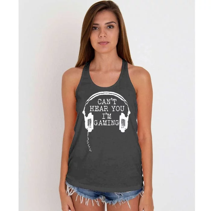 Funny Gamer Headset I Cant Hear You Im Gaming Women's Knotted Racerback Tank