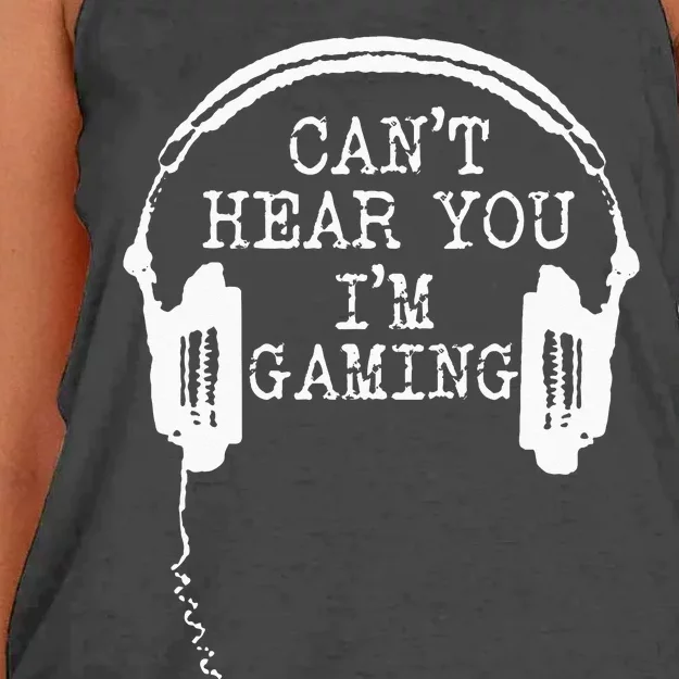 Funny Gamer Headset I Cant Hear You Im Gaming Women's Knotted Racerback Tank